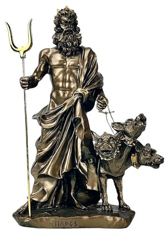 Hades Pluto, Gott der Unterwelt und Cerberus, Skulptur, Bronze-Effekt, 24 cm