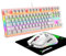ZIYOU LANG White Wired Gaming Keyboard Mouse Set, TKL 80% Layout Compact 87 Keys Clicky Blue Switch Rainbow LED Light Up Mechanical Keyboard + 6400DPI Lightweight Gaming Honeycomb Mouse + Mouse Pad