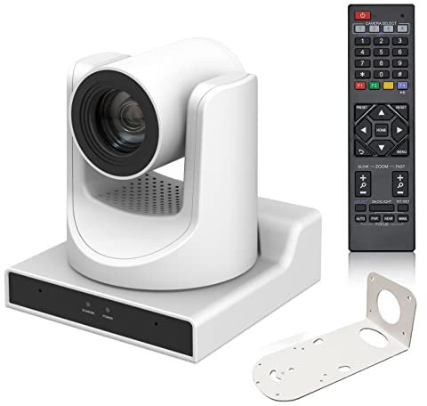 SMTAV NDI PTZ Camera, 30X Optics Zoom AI Auto Tracking and HDMi/SDI/USB3.0/IP Streaming Outputs for Church,Conference,Events,Teaching (30X with NDI, White)
