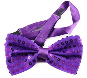 TMK Schmetterlingskrawatte Fliege festliche Accessoires Unisex mit Pailletten und mehrfarbig verstellbar für Erwachsene und Kinder Unisex Code 27600, Lila Pailettes, Erwachsene