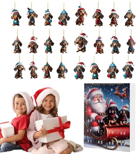 Adventskalender 2024, Adventskalender, Adventskalender 2024 Kinder, 24 Tage Countdown Adventskalender 2024, Dackel Thema Adventskalender, Interaktiver Adventskalender 2024 Kinder 26x18x3cm für Zuhause