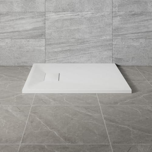 NRG 1000x700mm White SMC Rectangle Shower Tray Slip-Resistance Bathroom Shower Enclosure Base Tray