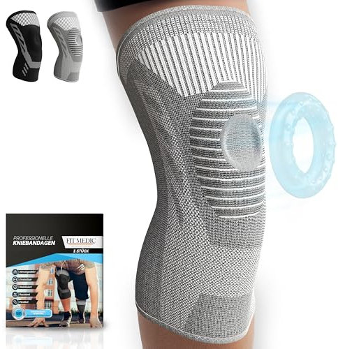 FIT MEDIC PROFI Kniebandage mit Gel-Pad [Damen & Herren] | atmungsaktiv, stützend, flexibel | Knieschoner Meniskus-Bandage bei Kniegelenkbeschwerden Arthrose Arthritis für Sport Alltag Reha
