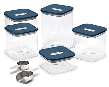 Caraway 14-Piece Glass Airtight Food Storage Containers with Lids – Non-Toxic, BPA-Free Kitchen Storage Containers – Stackable, Space-Saving Airtight Containers for Dry Goods and More - Navy