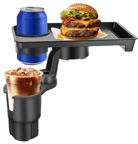 Cup Holder Expander, Car Cup Holder Extension Tray, Detachable Food Tray, Rotating Car Trays Table, Cars Accessories Cars Table Ca-r Cups Holders Expander For Drinks Fries Burgers Snacks
