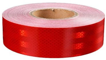 Sylkeov Ruban adhésif réfléchissant Rouge 10 m x 5 cm, Bande autocollante étanche pour avertissement, Ruban de sécurité réfléchissant pour véhicules, voitures, remorques et bateaux, haute visibilité