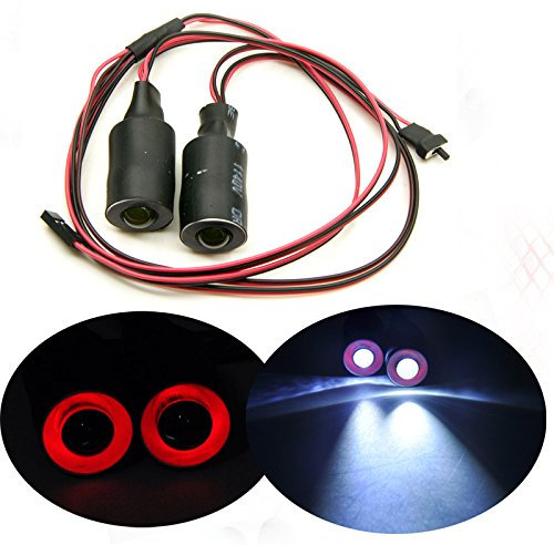 17mm 2 Leds Angel Eyes Light Licht Scheinwerfer/Rücklicht für 1:10 RC Crawler Car (Rot + Weiß)