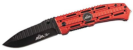 Atk - 366713 - Couteau Alu Rouge/Noir 12Cm Inox + Clip + Etui