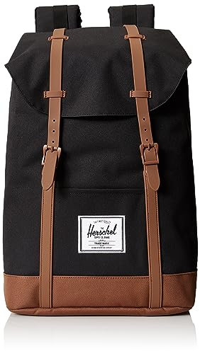 Herschel Retreat, Zaino Uomo, Black/Saddle Brown, Taglia unica