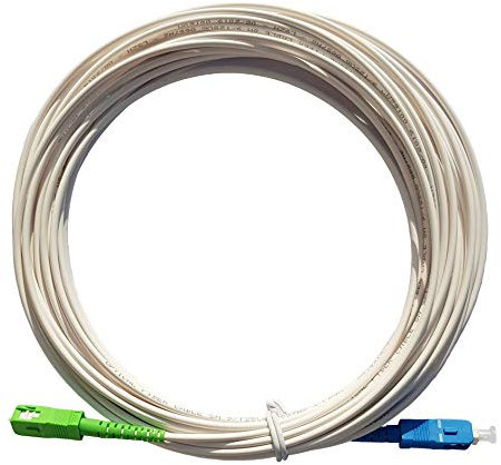 Câble Fibre Optique Prémium Freebox (Mini 4K, Révolution, One, Delta s, Delta) Haute Qualité Souple et Renforcé, Blanc, Connecteurs SC/APC-SC/UPC (20 M)