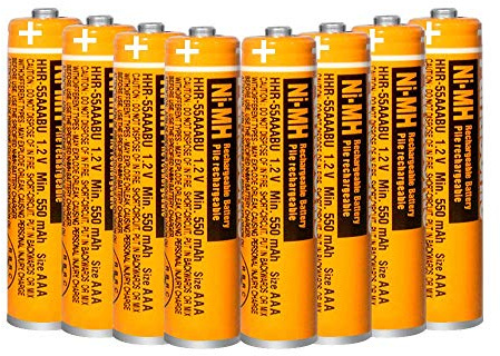 Triangle Power 8 Pack HHR-55AAABU NI-MH Rechargeable Battery 550mAh AAA 1.2V Batteries for Panasonic Cordless Phones
