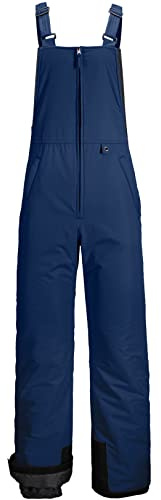 GEMYSE Herren Skihose wasserdicht gefüttert Schneehose mit verstellbaren Trägern winddicht Overall für den Winter Snowboardhose für Outdoor Sport(Navy Schwarz,L)