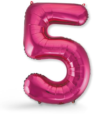 FUNXGO Globo de plástico con el número 5 rosa, número gigante de globos, material reforzado, vuela con helio, para 5 cumpleaños, globos de helio, decoración para cumpleaños, fiestas, bodas, globo 5