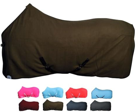 netproshop Basic Pferde Abschwitzdecke mit Kreuzbegurtung Fleece Qualität Gr. 105-155, Groesse:135, Farbe:ArmyGreen