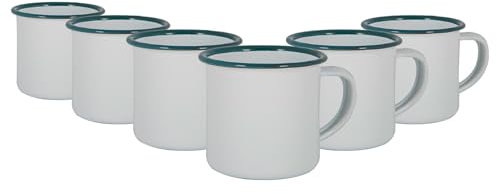Argon Tableware Espresso Cups - 130ml - Pack of 6 - Green Small Metal Insulated Coffee Mugs Lightweight Camping Cups for Drinking Tea, Hot Chocolate, Coffee