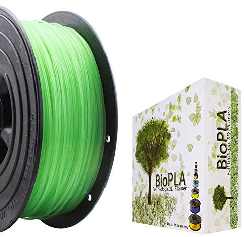 Bio PLA Filament 3D-Drucker PLA 1,75mm 1kg Spule Rolle (Grün Transparent)