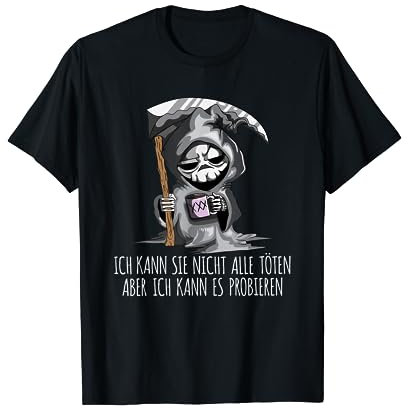 Skull Reaper Sense Sensenmann Grim Reaper der Tot Ich kann nicht alle Töten aber ich kann es Probieren Sense T-Shirt Unisex-Erwachsene Schwarz Klein
