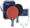 Relaxdays Tischtennis Set, Hülle mit Tischtennis-Netz, 2 Holzschläger, 3 Ping Pong Bälle, Mini Tischtennis, schwarz-rot