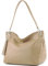 modamoda de - T154 - ital Schultertasche Umhängetasche aus Leder, Farbe:Beige