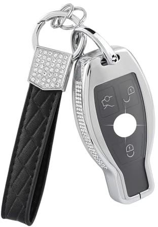 BLINGOOSE Glitzer Autoschlüssel Hülle für Mercedes Benz Zubehör Bling Schlüsselhülle Cover Schlüsselanhänger für Mercedes CLA E S C GLK B G GLC GLE CLS GLA Klasse 1 Stücke