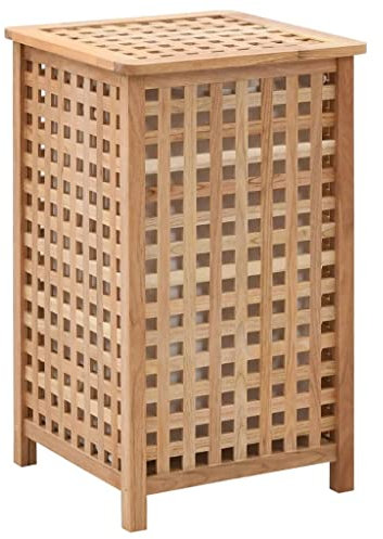 INLIFE Panier à linge 39 × 39 × 65 cm en bois de noyer massif 7603