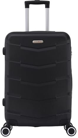 Valise Grande Taille 75cm – Bagage Soute XL 94L ABS Léger et Résistant – 4 Roues Doubles 360° Silencieuses – Cadenas 3 Chiffres – Noir – TROLLEY ADC – Collection Wall