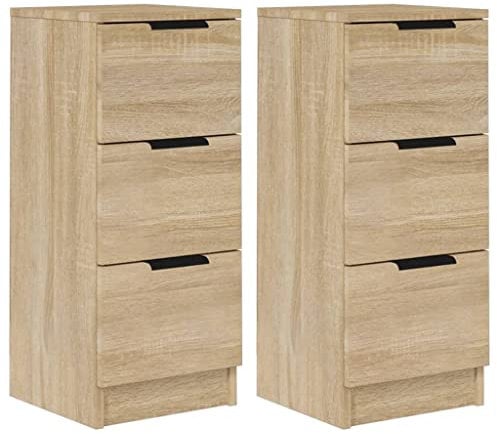 vidaXL 2X Sideboard Schubladen Schubladenschrank Kommode Anrichte Schrank Beistellschrank Mehrzweckschrank Sonoma-Eiche 30x30x70cm Holzwerkstoff