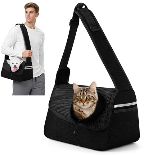 ALLSOPETS Hundetasche Tragetuch Hund Schultertasche Katzentragetasche Haustiere Tasche für Katzen und Hunde Geeignet für Haustiere innerhalb von 5 kg (Karbonschwarz)