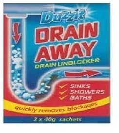 Duzzit Drain Away - 2 x 40 g Sachets Sinks, Showers and Bath Drain Unblocker - Sachets Drain Away Kitchen Sink Opener- Quickly Removes Blockages ( Pack of 1)