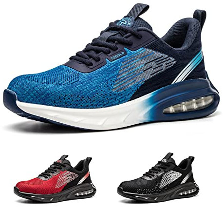 TQGOLD Zapatos de Seguridad para Hombre Mujer Ligeras Comodos Zapatillas de Seguridad con Puntera de Acero Transpirable Antideslizante Zapatos de Trabajo(Azul,45EU)