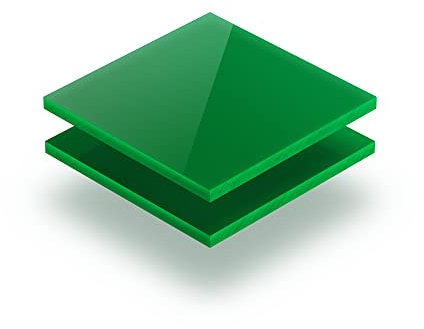 Acrylglasplatte Opal grün 3 mm - Rechteck in Abmessungen von 10x10 cm bis 102x230 cm. UV-beständig, hochwertiges PMMA, Schutzfolie an beiden Seiten, ohne scharfe Kanten.