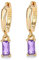 Goldene Ohrringe Damen mit lila Tropfen, Creolen Gold für Frauen 14K Kreolen Gold hypoallergen Schmuck für Mädchen und Männer 2PCS