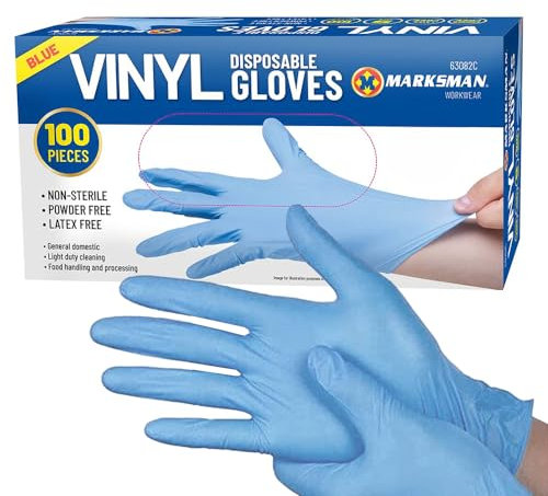 BARGAINS-GALORE NEW 100PC EXTRA LARGE DISPOSABLE VINYL GLOVES BLUE POWDER/LATEX FREE FOOD HYGIENE XL NON-STERILE | MEDICAL, FOOD, MULTI USE | PROTECTION SAFETY