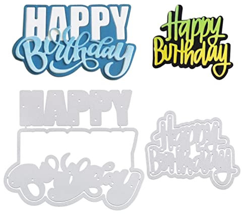 BETESSIN 2Pcs Stanzschablonen Geburtstag Stanzform Happy Birthday Stanzbögen Alles Gute zum Geburtstag Scrapbooking Metall Prägeschablonen DIY Karten Handwerk Geschenk