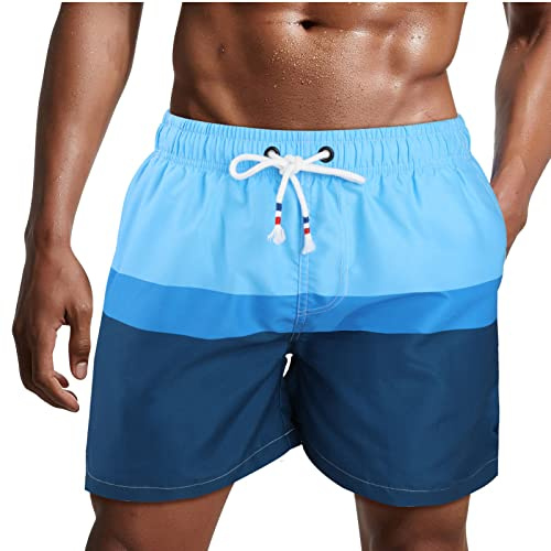 Danfiki Homme Shorts de Bain Maillot de Bain avec Poches Serrage Réglable Doublure étanche Séchage Rapide Eté Piscine Plage Pente