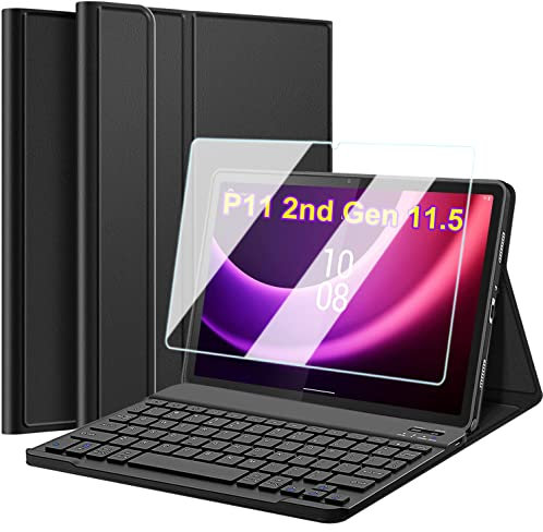 Nanhent Keyboard Case with Screen Protector for Lenovo Tab P11 2nd Gen 11.5 2022 (TB350FU/TB350XU), Magnetically Detachable Wireless Bluetooth Keyboard with Slim Stand Cover (P11 2nd Gen 11.5)