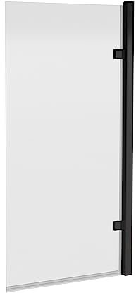 nuie NSSQ7BP Pacific Modern Bathroom Square 8mm Toughened Safety Glass Hinged Shower Bath Screen, 815mm - 830mm, Black