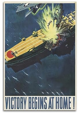 WARL Vintage WW2 Poster Victory Begins at Home! Dekoratives Gemälde auf Leinwand, Kunstdruck, 30 x 45 cm