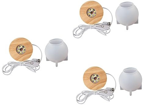 COHEALI 3 Sätze Ball-Nachtlicht-Form DIY-Desktop-Ornament 3D-Kristallglasharzkunst Silikonformen DIY-Kristall-LED-Lichtform Mini-Kugellichtform Kristallkugel Die Glühbirne Kuchenform Holz