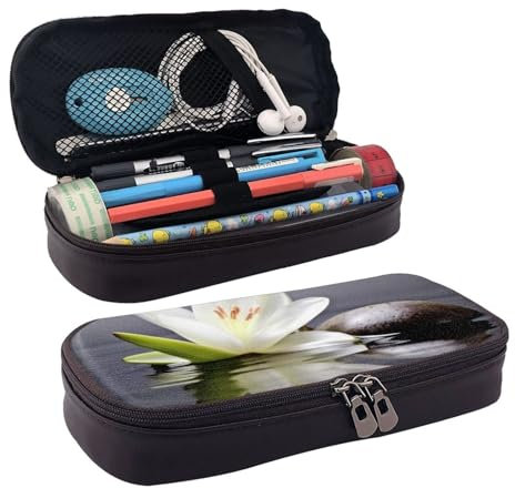 YoupO Federmäppchen Stifttasche für Frauen Stifteetui Organizer Federmäppchen für Büro Zuhause Lilie und Stein im Wasser, Schwarz , Einheitsgröße, Taschen-Organizer