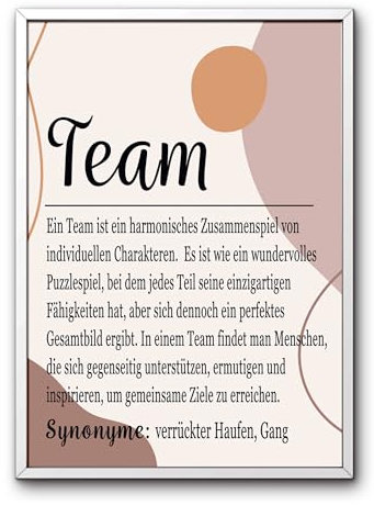 PURESIZE Kollegin Geschenk,Team A4 Boho Bild mit Rahmen (weiß), Kollegin Abschiedsgeschenk, verabschieden, Neues Teammitglied, Azubi, Auszubildende