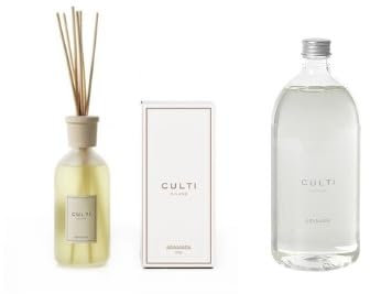 Diffusor Culti Milano Stil 500 ml mit Nachfüllpackung für 500 ml Diffusor | Aramara Duft | CULTI MILANO | Haltbarkeit 6 Monate | Quadratmeterzahl 30 qm
