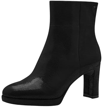 Tamaris Damen Absatzstiefelette Textil Blockabsatz Vegan; BLACK STRUCTURE, EU 39