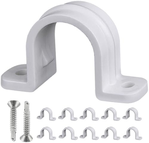 Soimuk Colliers de serrage, clips de sangle de tuyau en PVC, colliers de serrage en plastique à deux trous, colliers de serrage de sangle de conduit (SCH 3/4 IN)