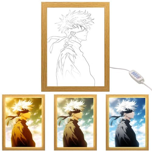 MeYuxg Jujutsu Kaisen Kreative Dekorative Malerei, LED Bilderrahmen Gojo Satoru, Beleuchteter Bilderrahmen Helligkeit Einstellbar, Wanddekoration für Zuhause, Stil 2