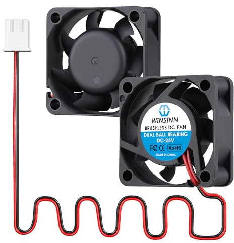 WINSINN 40mm DC 24V 4015 Dual Ball Bearing Brushless Cooling Fan (Pack of 2Pcs) - 40x15mm 2PIN, 7000RPM, 8.9CFM, 32dBA - Compatible with 3D Printer, PC, Server, Small Devices - 1.57 x 1.57 x 15mm