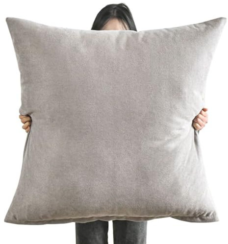 Samt Kissenbezug 80x80,60x60 Kissenhülle Boho,Sofa Dekokissen Bezug 50x50 Couch Kissenbezüge 70x70 Abnehmbare Kissenüberzug und Atmungsaktiv Kopfkissenbezug mit Reißverschluss ( Color : Light Gray , S