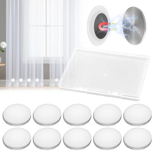 10 paia di tende da doccia magnetiche, bianco magnetico per tenda da doccia, pesante, tenda da doccia rotonda, magneti inferiori per tende da doccia, tende, tovaglie