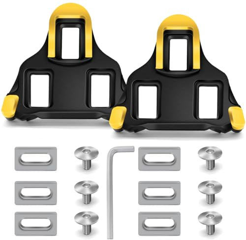 YERUUE Fahrrad Cleats Cycling Pedals Cleat Fahrrad Schuhplatten Kompatibel mit SPD SL Pedalen Delta Clips (6 Grad Float) SH10 SH11 SH12 für Rennrad,Radrennen,Wettkampfradfahren (gelb)