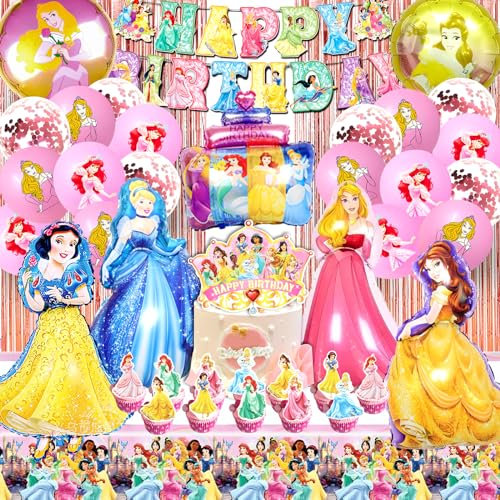 Festa Principesse Feste di Compleanno a Tema, 52 Pezzi Principesse Compleanno Kit Party, Palloncini Compleanno Principesse, Tovaglia Principesse Compleanno, Decorazione Torte Principesse